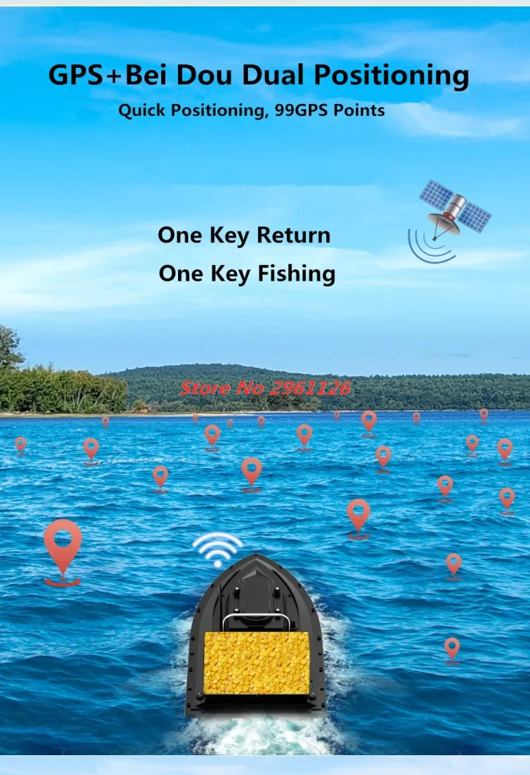 

55CM 500M 2KG Loading 12V High Powerful GPS Fishing Bait Boat 99GPS Point Nesting Boat Pull Net Cruise Fishing Feeder Boat Toys