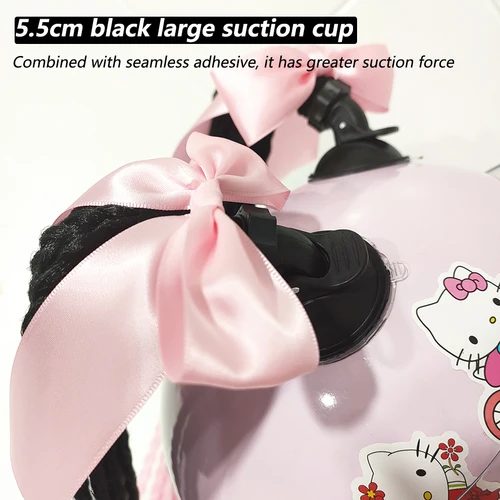 Imagen 2 del producto Nuevo casco de 24 pulgadas, trenzas decorativas, peluca con coletas Jumbo, motocicleta, ciclismo, casco de esquí, decoración trenzada para mujeres y niños