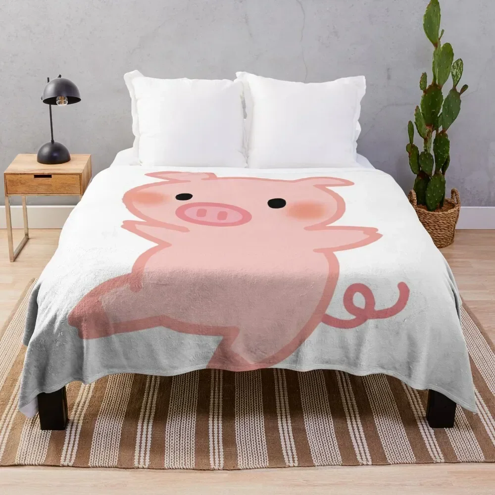 Cute cartoon baby pink pig Throw Blanket Beach Weighted Luxury Hairy Blankets