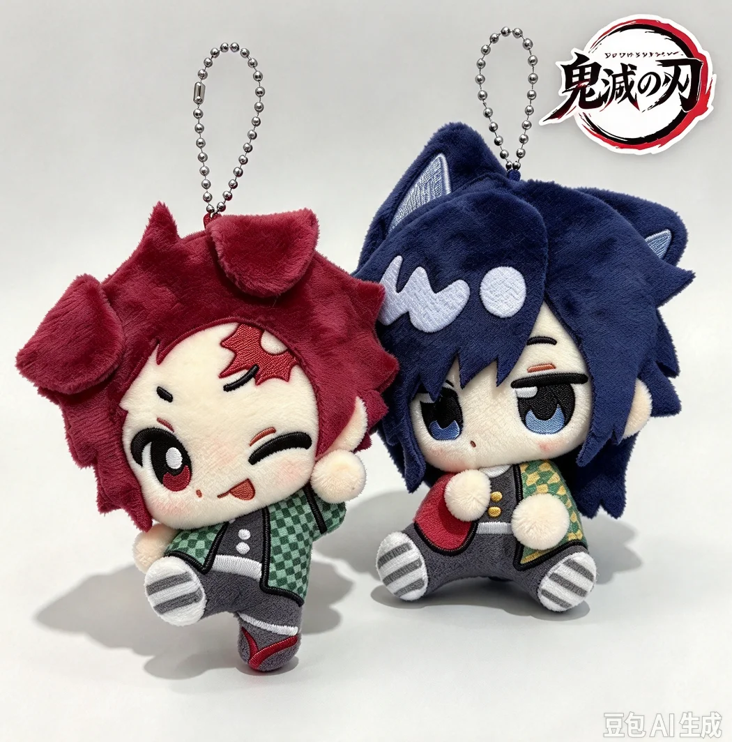 Demon Slayer: Kimetsu No Yaiba  2.5D Cute Cartoon Tanjiro &Tomioka Giyuu Stuffed Doll Pendants,Anime Periphery Plush Toy Gift
