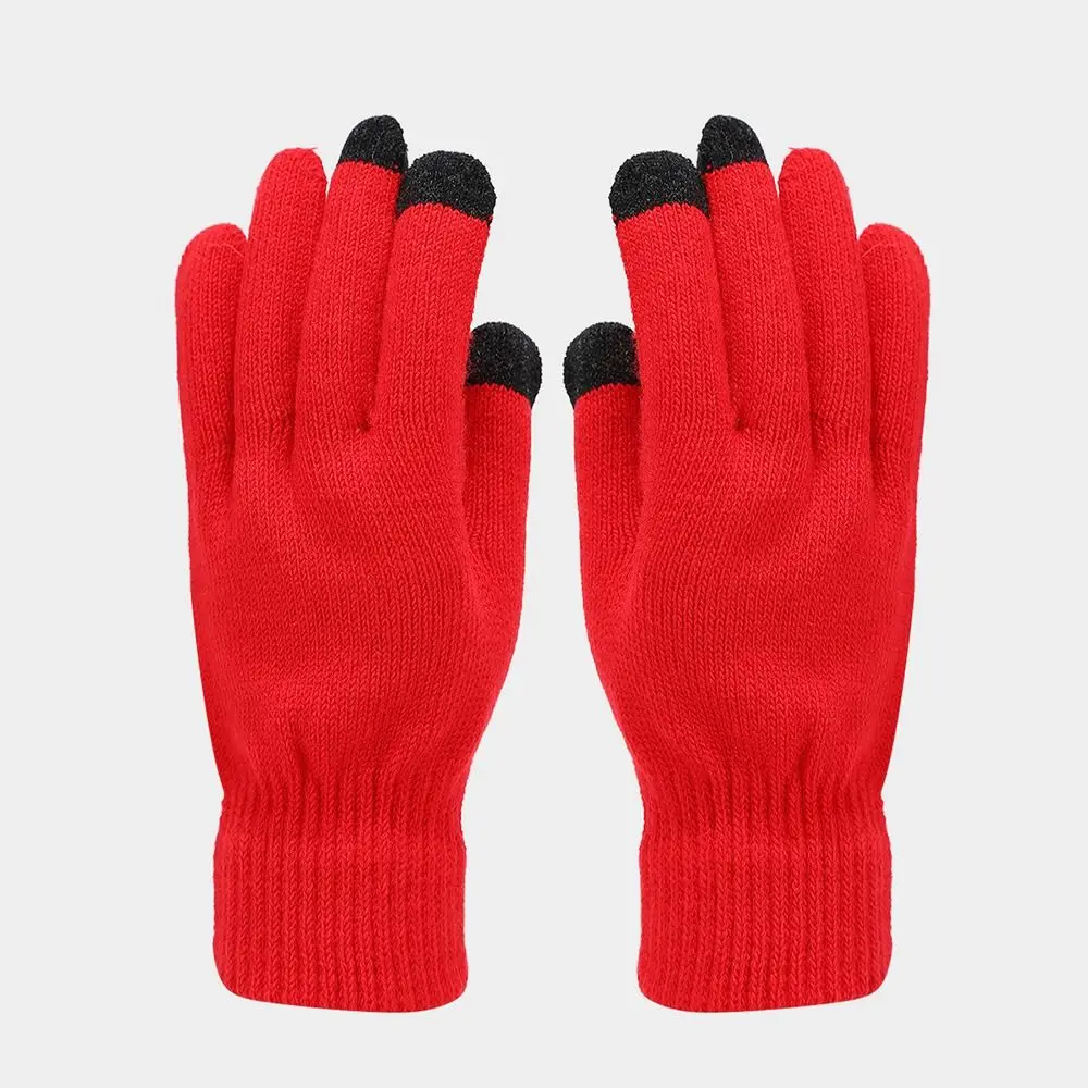 3Pcs/Set Warm Winter Hat Scarf Gloves Set Windproof Soft Knit Beanie Snood Set Elastic Thicken Touchscreen Gloves for Men Women