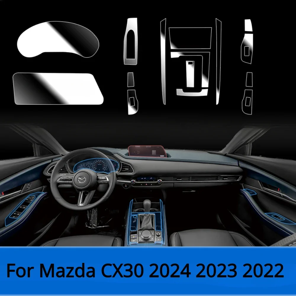 For Mazda CX5 XC30 2024 2023 2022 Accessories Car interior film transparent TPU Gear Panel Center Console Anti-scratch Sticker