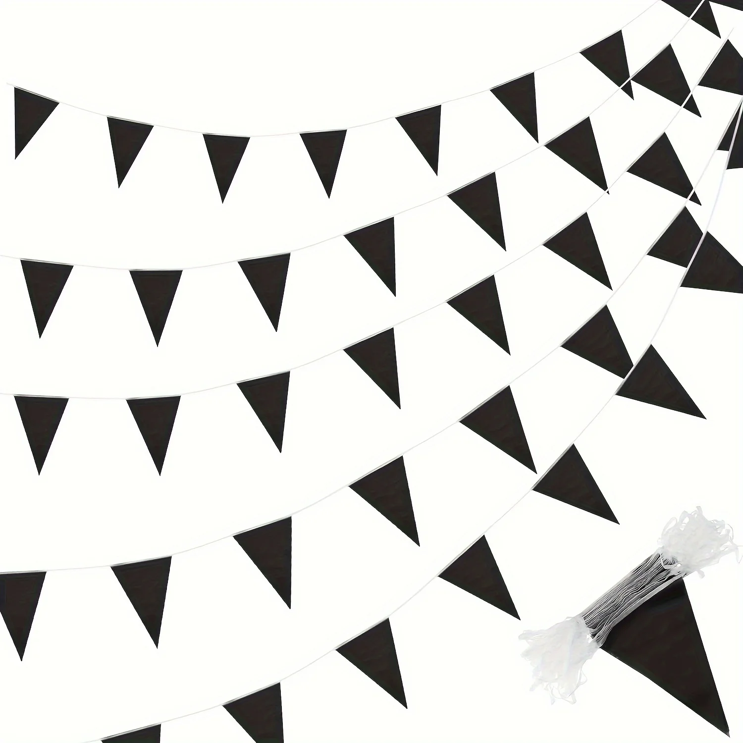 Flaga Trójkąt Bunting Bulk Garland Wielki otwór Mardi Gras Dekoracja urodzinowa Festiwal Uroczystość Na zewnątrz (czarny)