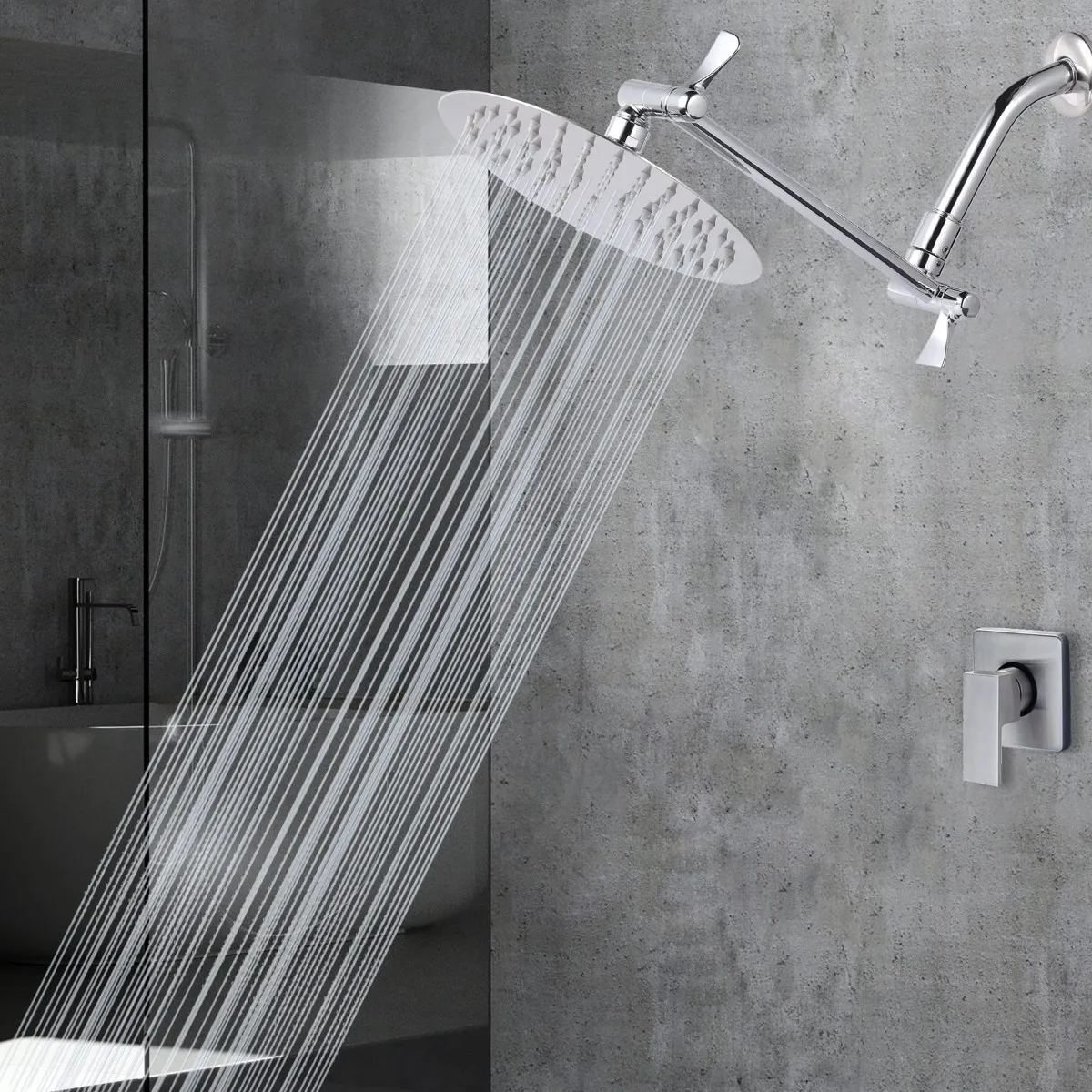 

8-дюймовая ультратонкая насадка для душа из нержавеющей стали с водопадом, насадка для тропического душа, квадратная круглая капля дождя