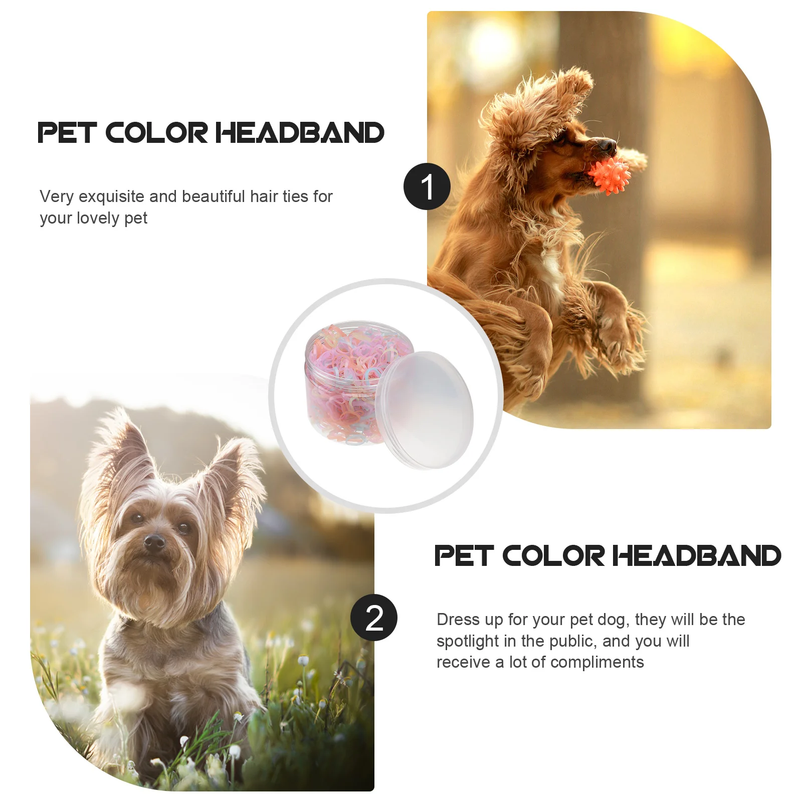 

1 Box Colorful Pet Hair Ties Exquisite Elastic Bands For Dogs Cats Horses Rabbits Fashionable Accessories Festival Party Use