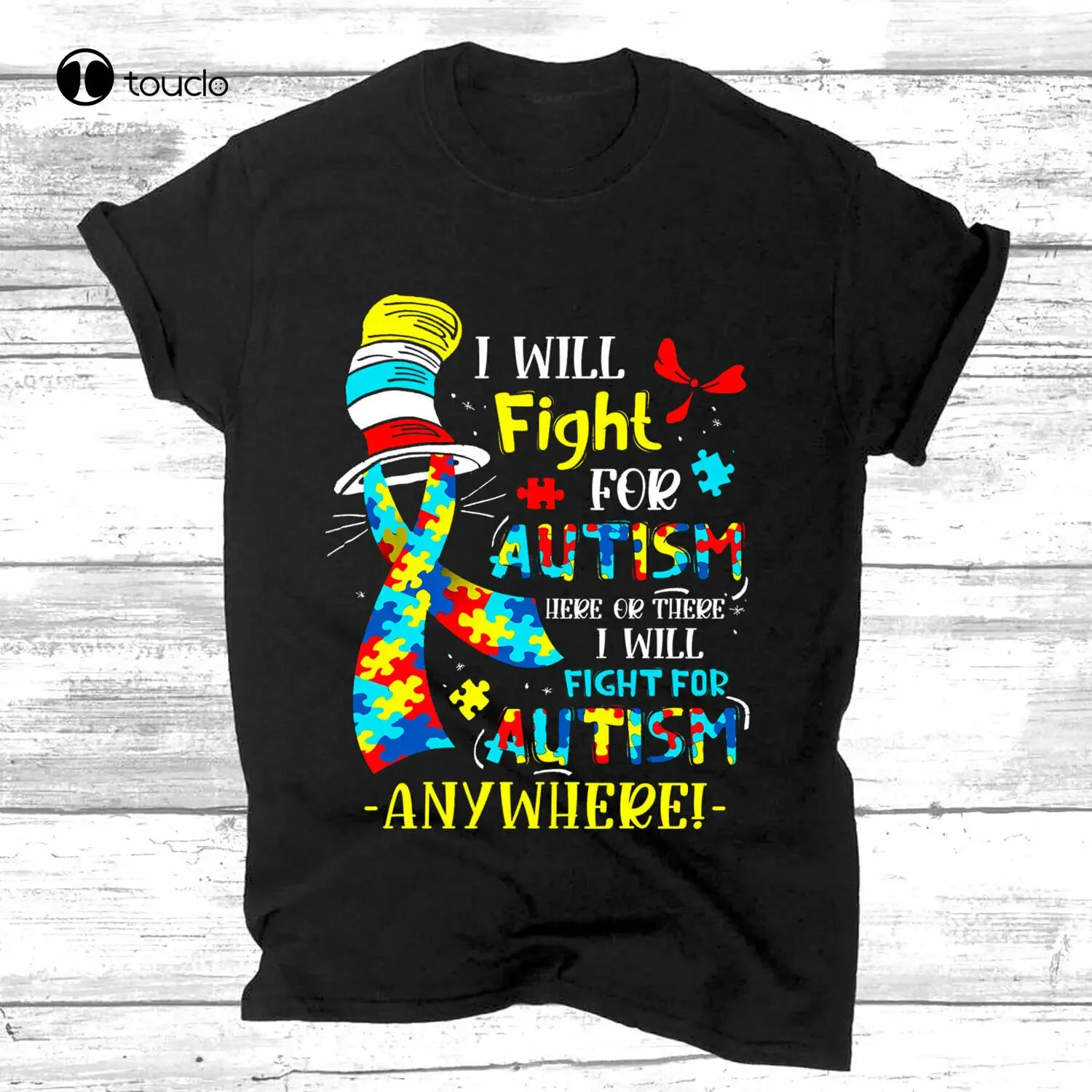 Autism-Awareness T-Shirt I Will Fight For Autism Here Or There T-Shirt Tee Shirt Custom aldult Teen unisex fashion funny new