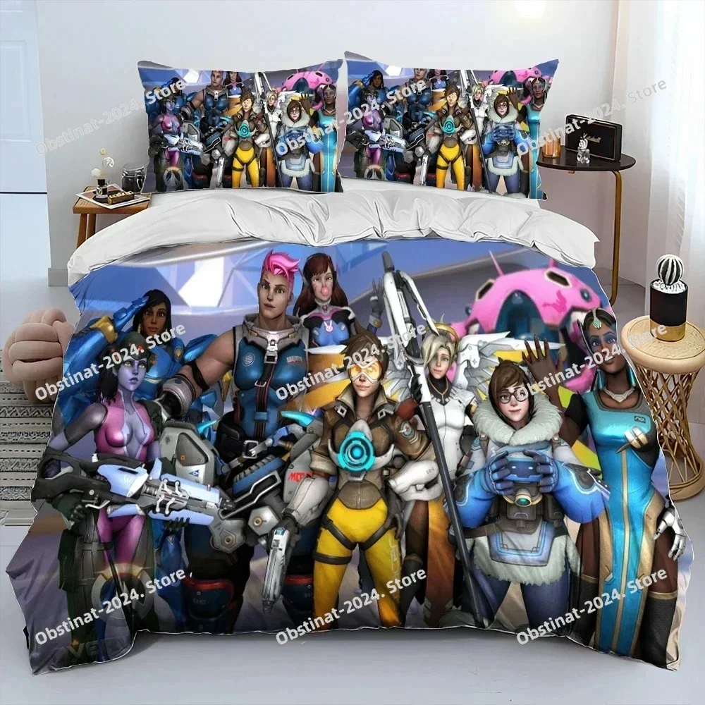 

3D Print OW Overwatch Game DVA Bedding Set Duvet Cover Bed Set Quilt Cover Pillowcase Comforter king Queen Size Boys Adult