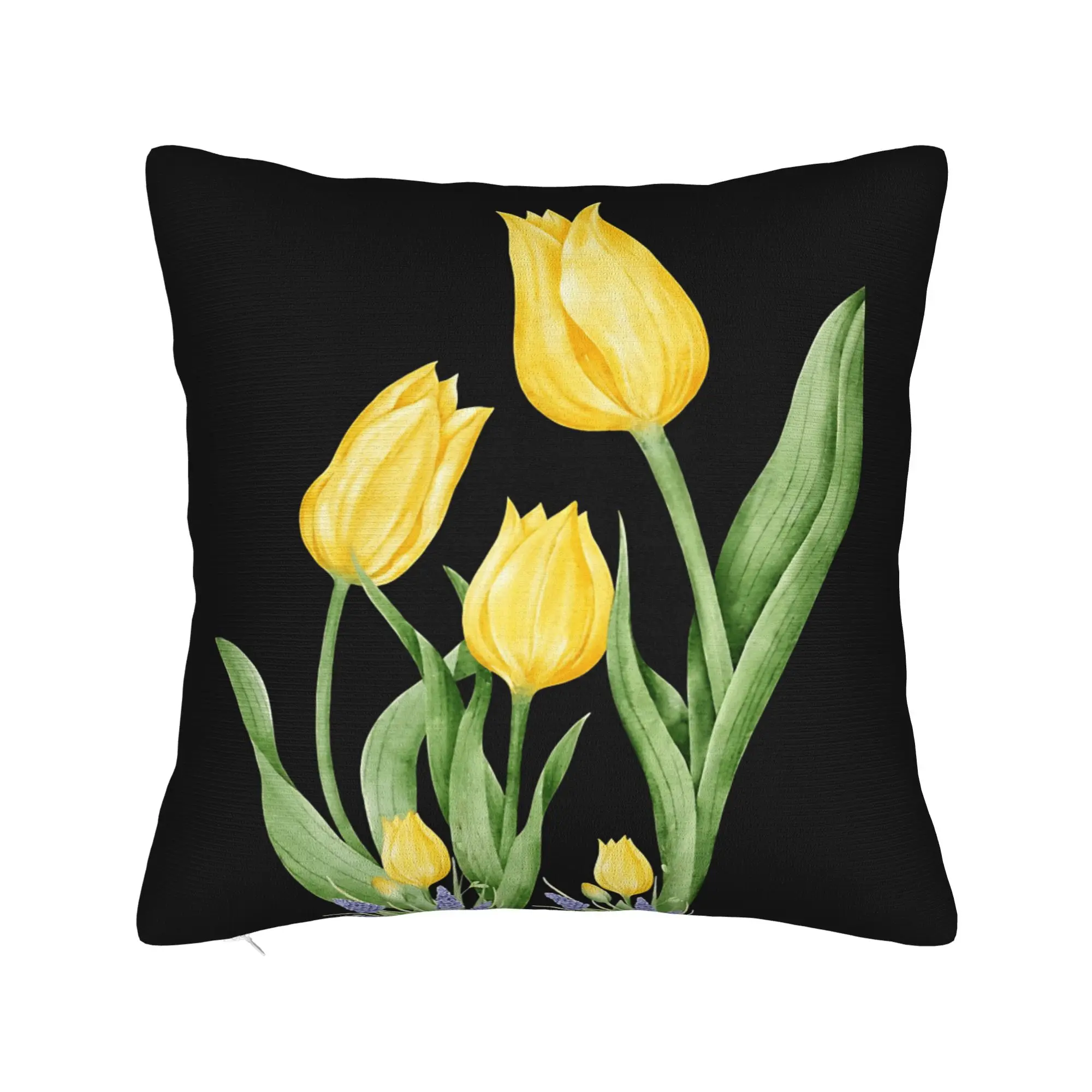 Yellow Tulip Bicycle And Hello Sunshine Pillow Case  Soft Pillow Cover Funny Pillowcases For Sofa Home Decor
