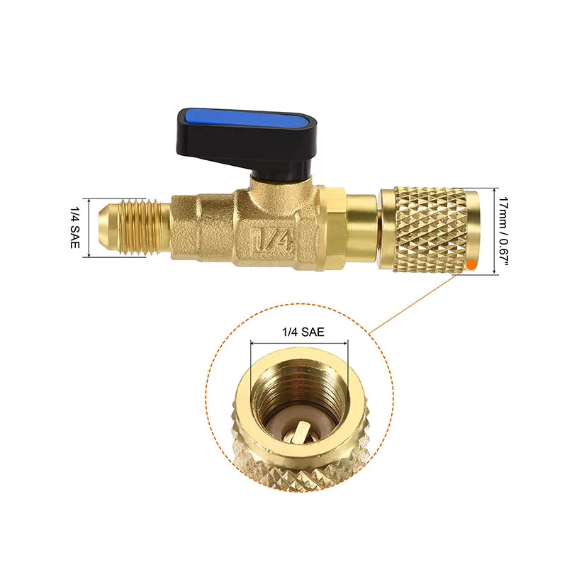 1/4'' to 1/4'' Adapter Air Conditioner Straight Shut-Off Valve For HVAC A/C Automotive Service Tools Fits For  R22 Refrigerant