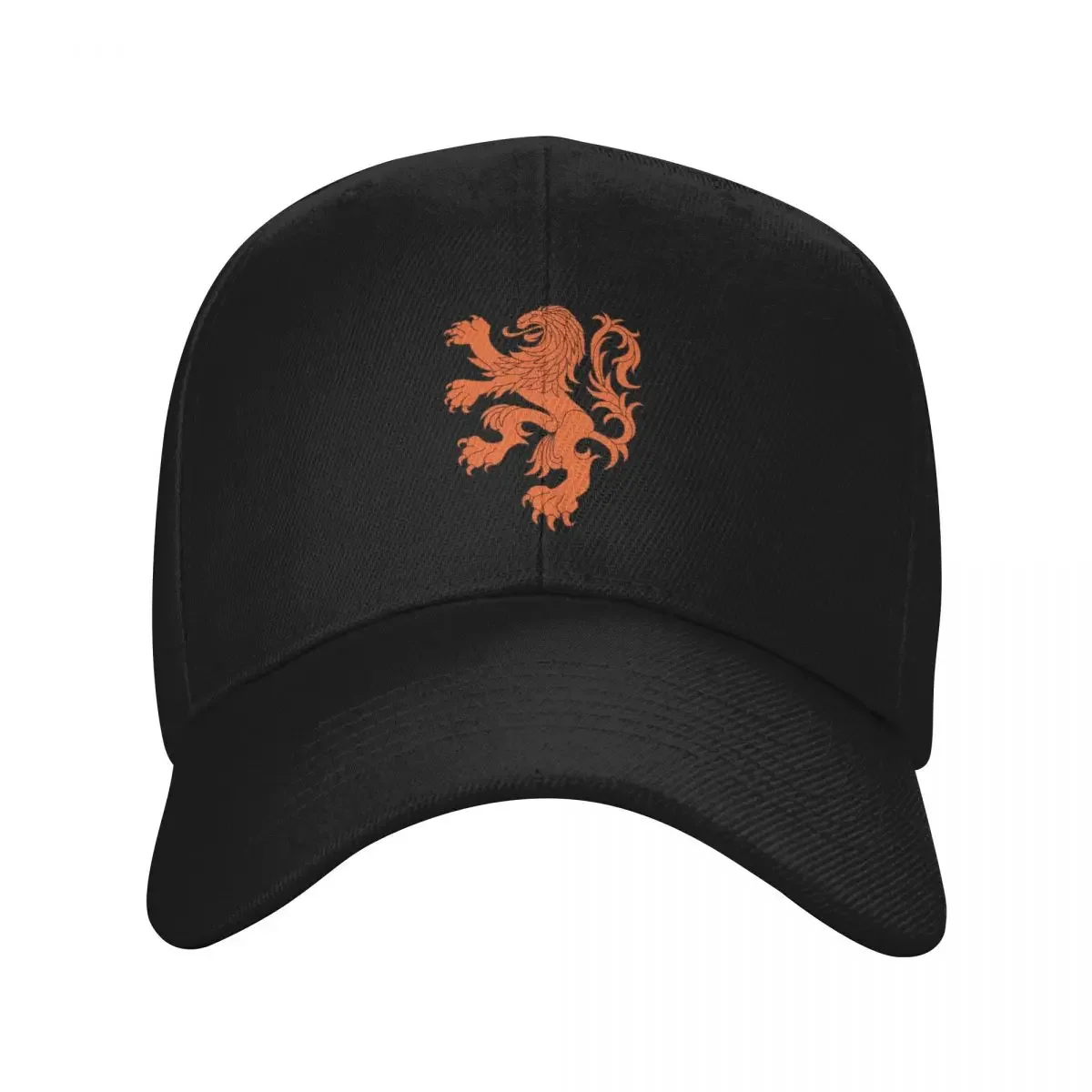 Dutch Lion (Orange/Black Outline On Black) Baseball Cap Designer Hat Sun Cap Mens Hats Women's