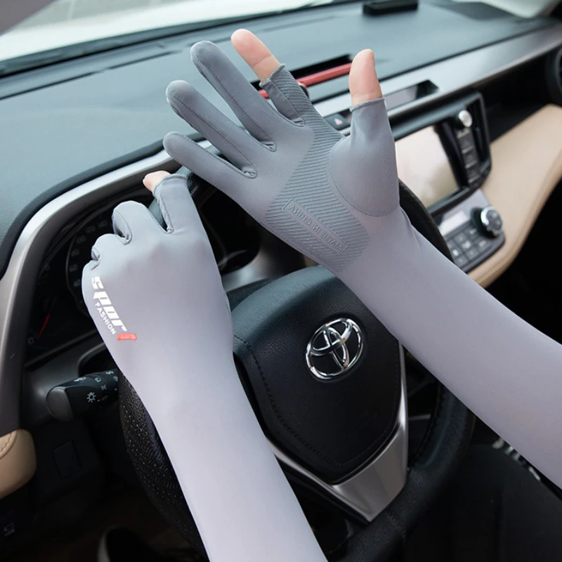 

Cooling Arm Sleeve Gloves UV Block Ice Silk Full Finger Long Sleeve Fishing Cycling Driving Sun Protection Breathable Unisex