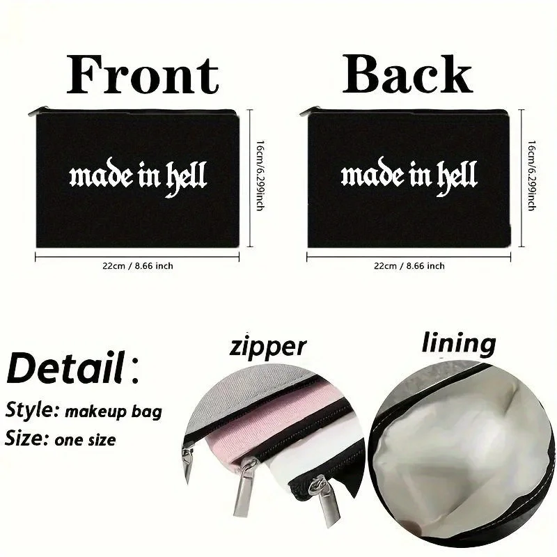 Dark-themed printed makeup bag，Travel toiletry bag with a durable zipper，Portable makeup bag suitable for women，Essential for ev