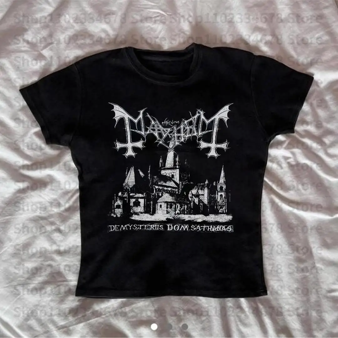 Top corto Y2k para mujer, camisetas sexys Harajuku para bebé, estampado de letras, gráficos góticos, pantalón corto informal, camiseta ajustada de manga, ropa de calle Punk