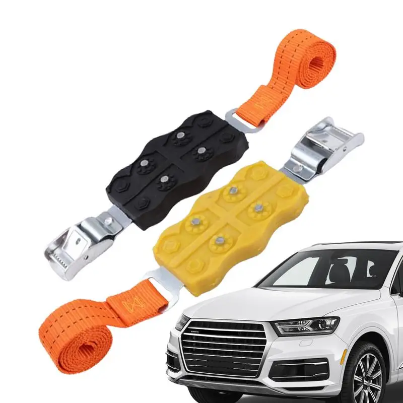 

Tire Straps 2X Portable Rubber Strap Traction Device Snow Traction Mat Car Tire Traction Blocks Wheel Straps Off-Road Escape