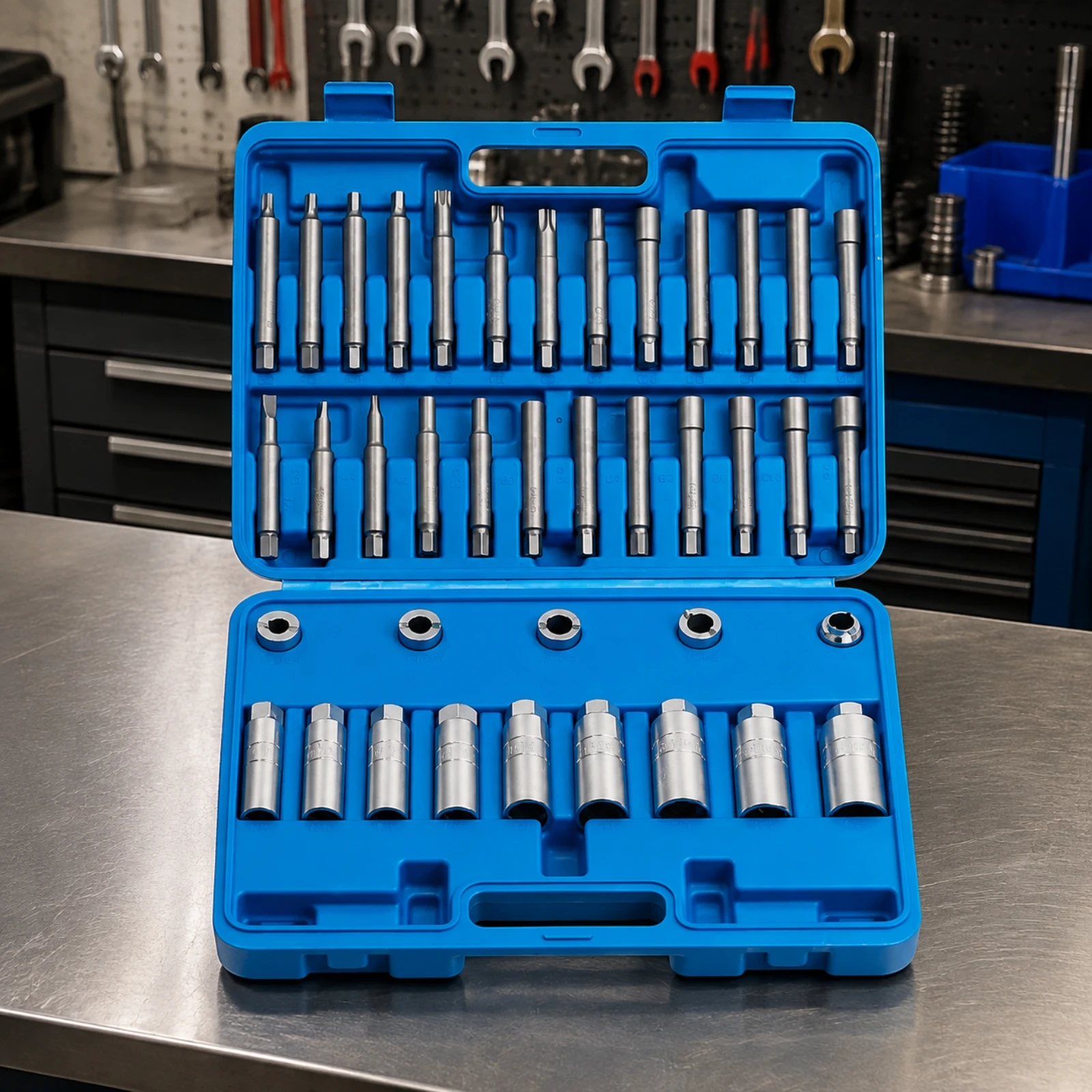 39 Pieces Tool Kit with Portable Case Practical Shock Absorber Upper-Mount Disassembly Tool Kit Heavy Duty Anti-Rust