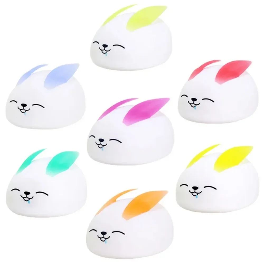 Touch Sensor RGB LED Rabbit Night Light 7 Colors Battery Powered Silicone Bunny Lamp for Children Baby Toy Festival Gift