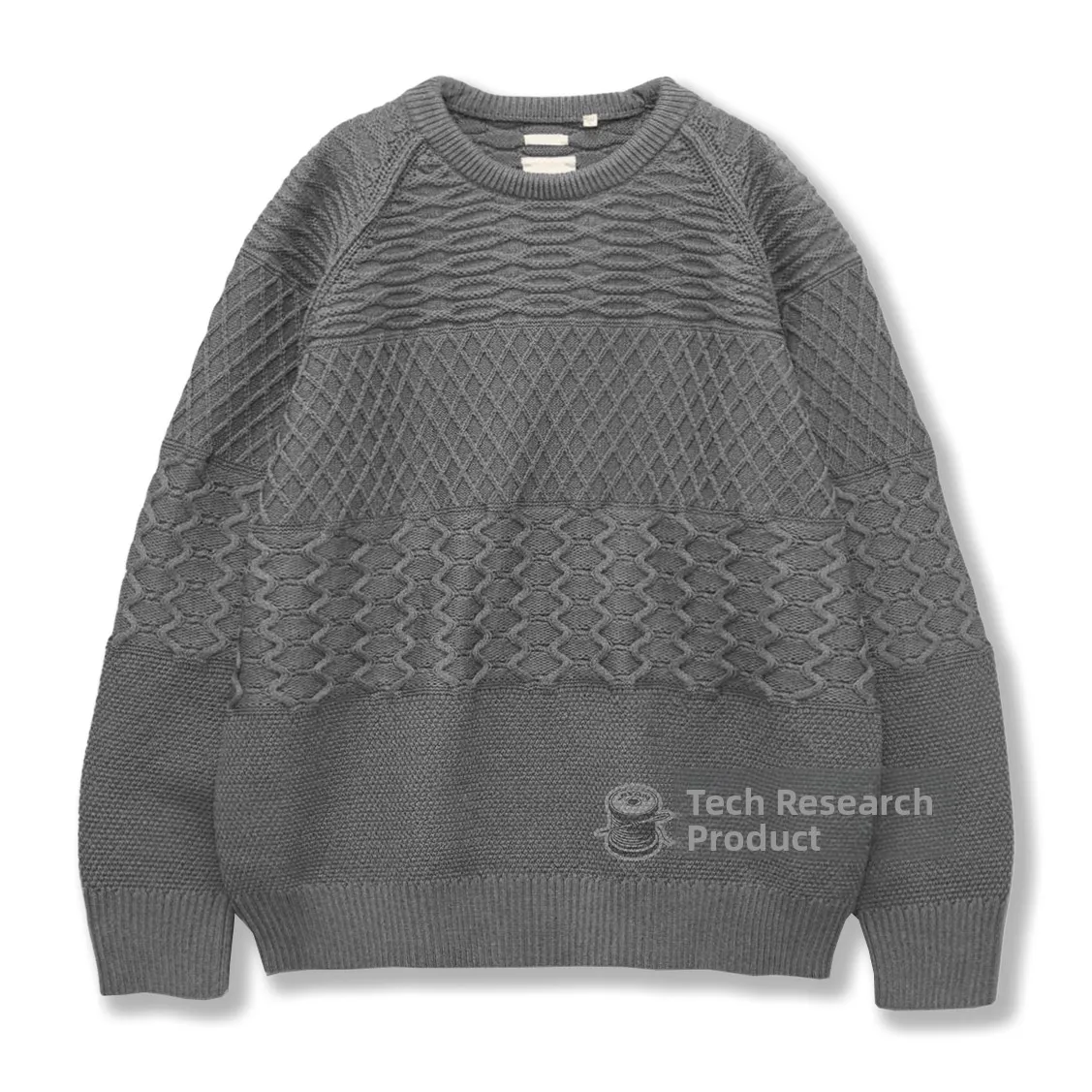 Warmth And Style Polyester Knitted Sweater round Neck Fluffy Bouquet Pattern Loose Fit Shoulder Drop Casual Wear for Youth