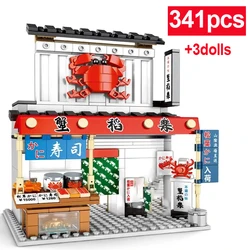 341 Pcs City Scence Japanese Style DIY Building Block Bar Crab House Model Gift Toys For Boys Girls With Mini Figure Gifts