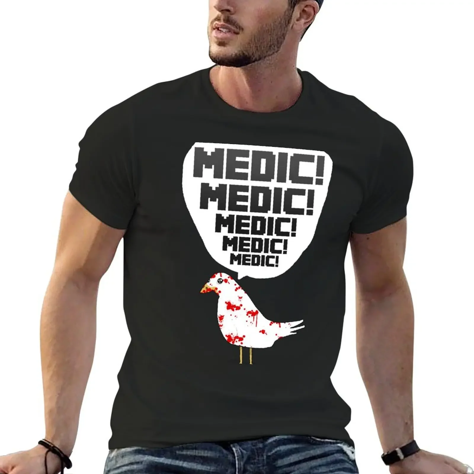 

TF2 pigeon - MEDIC! T-Shirt oversized graphic tee anime tshirt Aesthetic clothing animal prinfor boys plain t shirts men