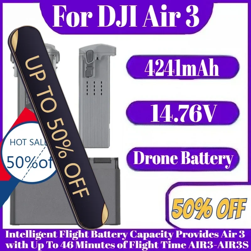 

14.76V 4241mAh for DJI Air 3 Intelligent Flight Battery Capacity Provides Air 3 with Up To 46 Minutes of Flight Time AIR3-AIR3S