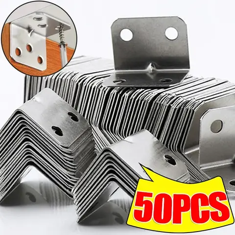 50/10PCS 유니버설 스테인레스 스틸 코너 브래킷 90도 직각 고정 브래킷 목재 가구 Bedframe 캐비닛 Accessorie