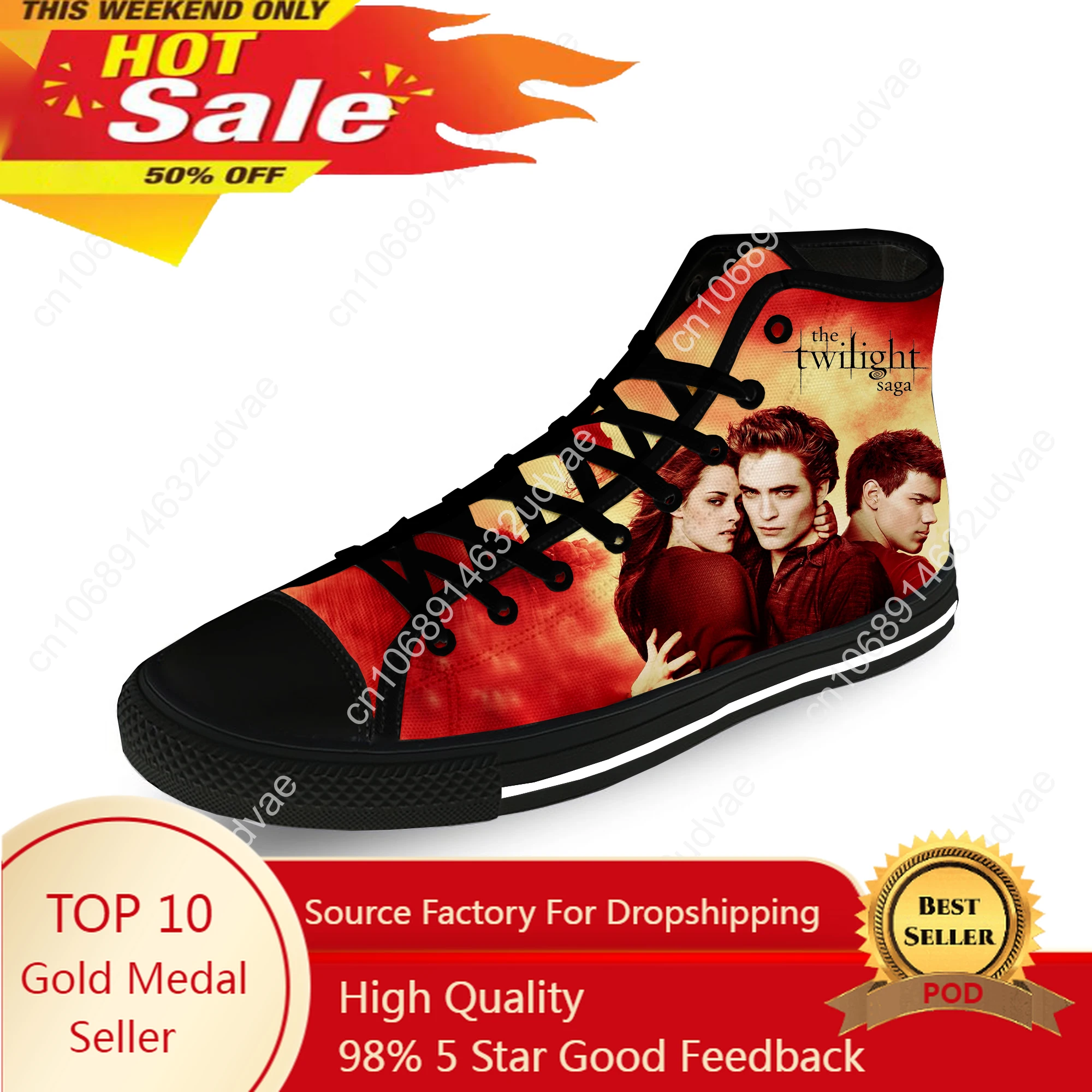 

Twilight Saga Movie Vampire Casual Funny Cloth 3D Print High Top Canvas Fashion Shoes Men Women Lightweight Breathable Sneakers