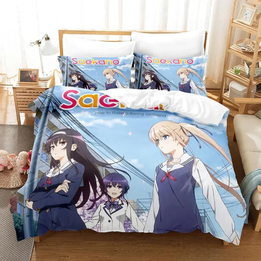 

Бикини Saekano «Как воспитать скучную подругу», комплект постельного белья с героями мультфильмов, аниме, комплект из трех предметов для взрослых и детей, комплекты пододеяльников для спальни