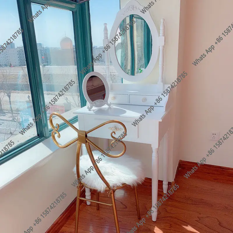 New American economical solid wood dresser small apartment mini princess simple pastoral bedroom makeup table French style