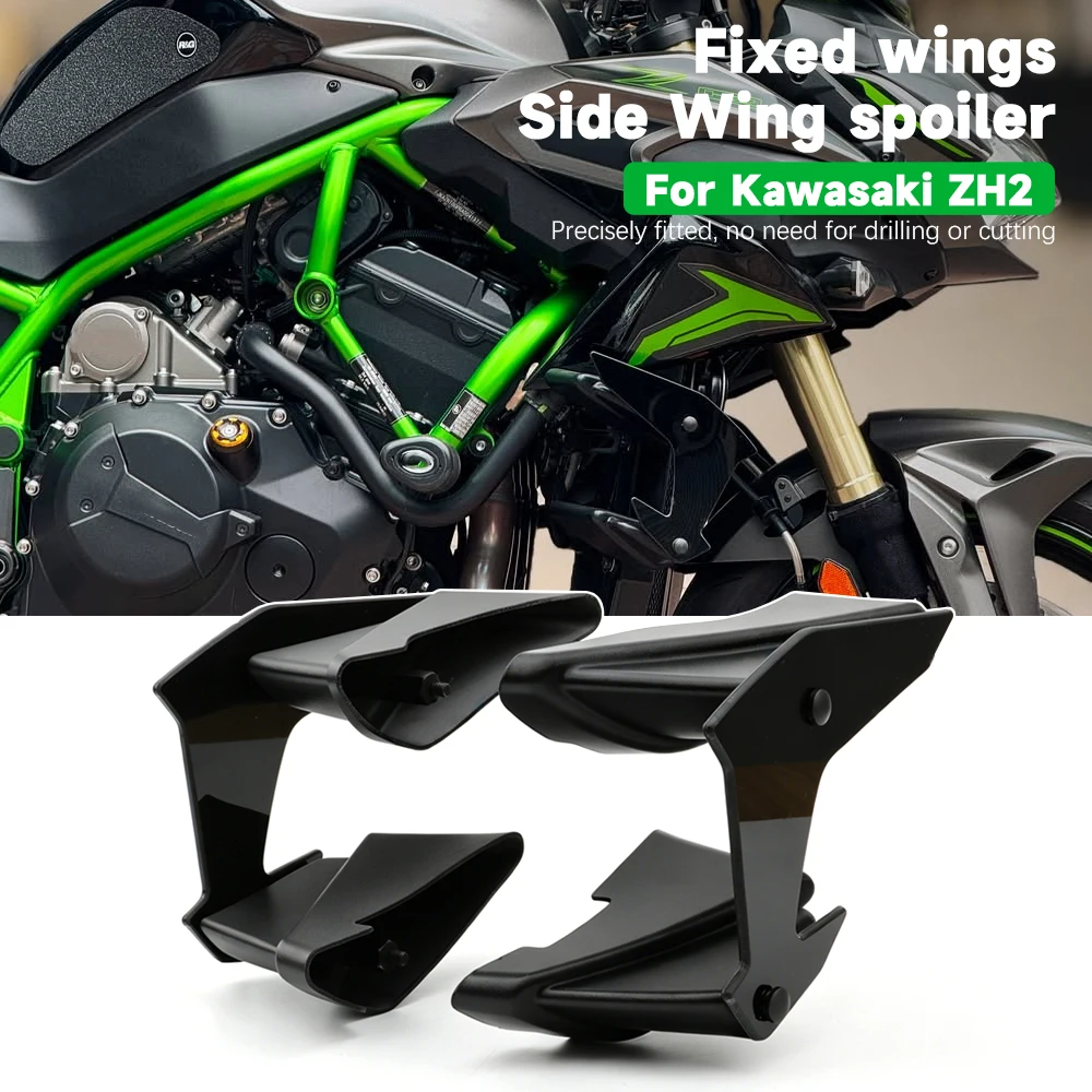 Image of Motorrad-Seitenflügel ZH2 für Kawasaki ZH2 2020-2026 Spoilerflügel Verkleidung Fester Flügel Abwärtsstrahlung Frontspoiler