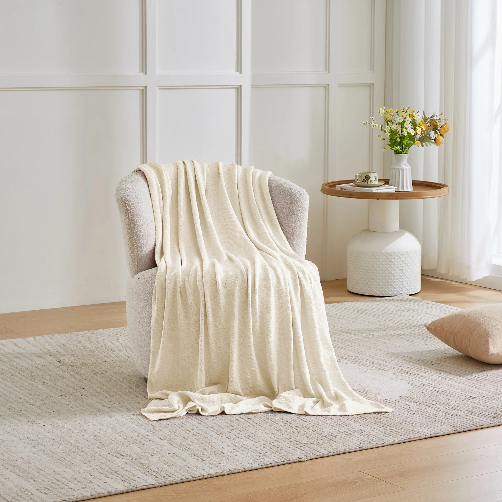 Nordic Knitted Blanket Sofa Nap Leisure Blanket Autumn Thickened Warm Blanket Soft Breathable Shawl Knitted Blanket