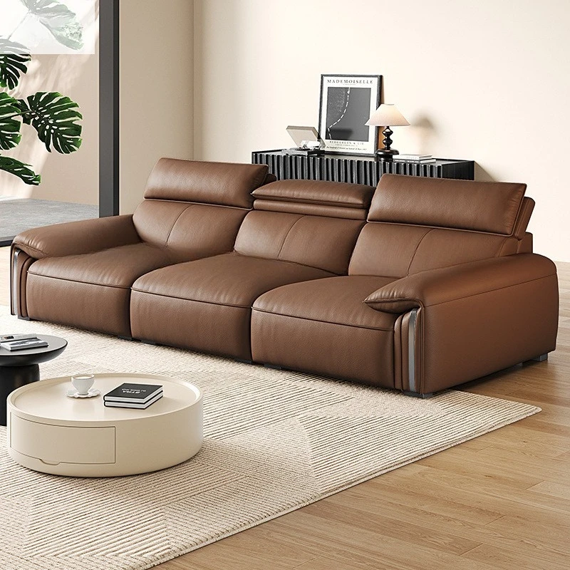 

Elephant Ear Leather Sofa Italian Modern Black Retro Style Living Room Adjustable Leather Art Sofa