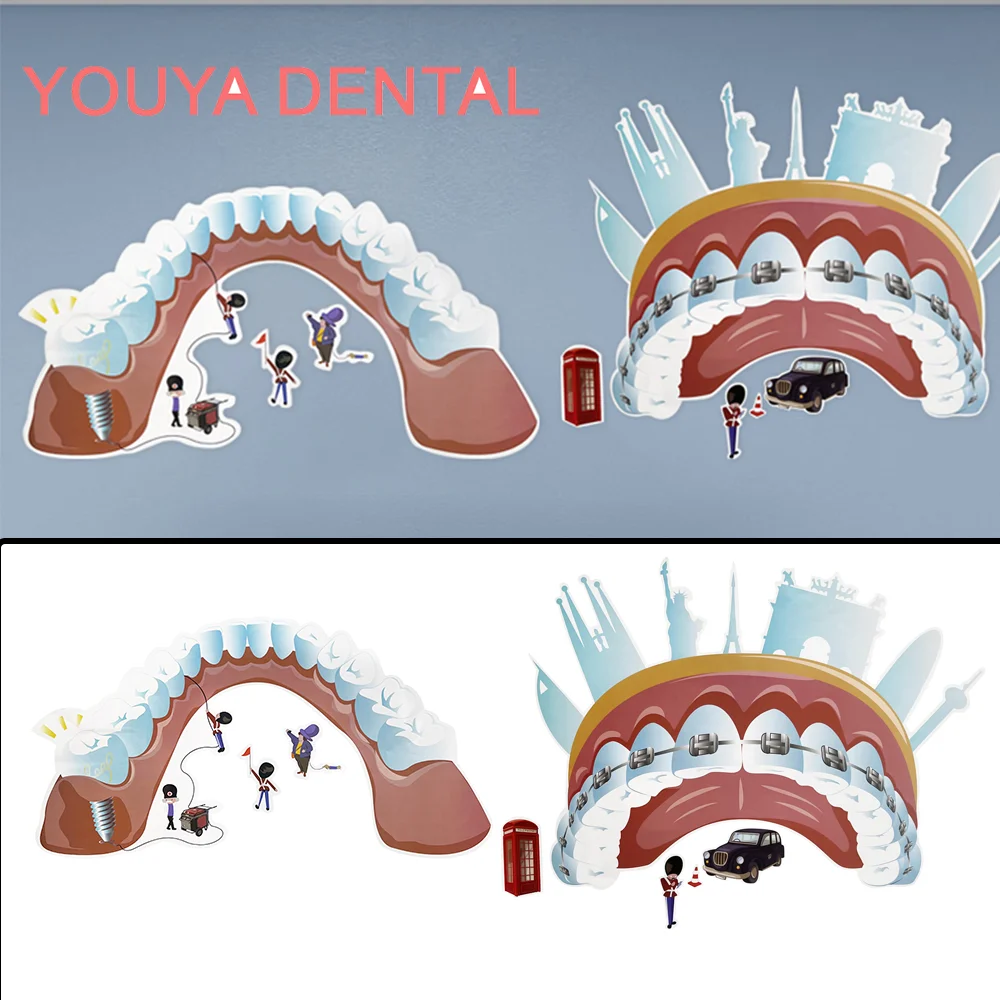 

5Pcs Lovely Wall Sticker Dental Clinic Cartoon Wall Decal Home Bathroom Decor Dentist Lab Oral Care Clinic Art Decor Wallpaper