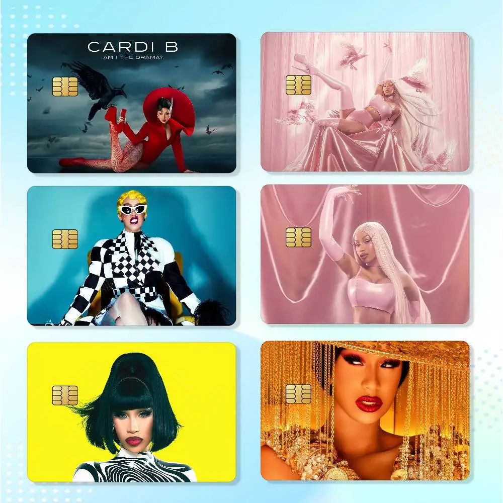 Rapper C-Cardi B Credit Skin Cover Card Stickers 4PCS Film Bus Pass Front Decoration Bank Debit Waterproof