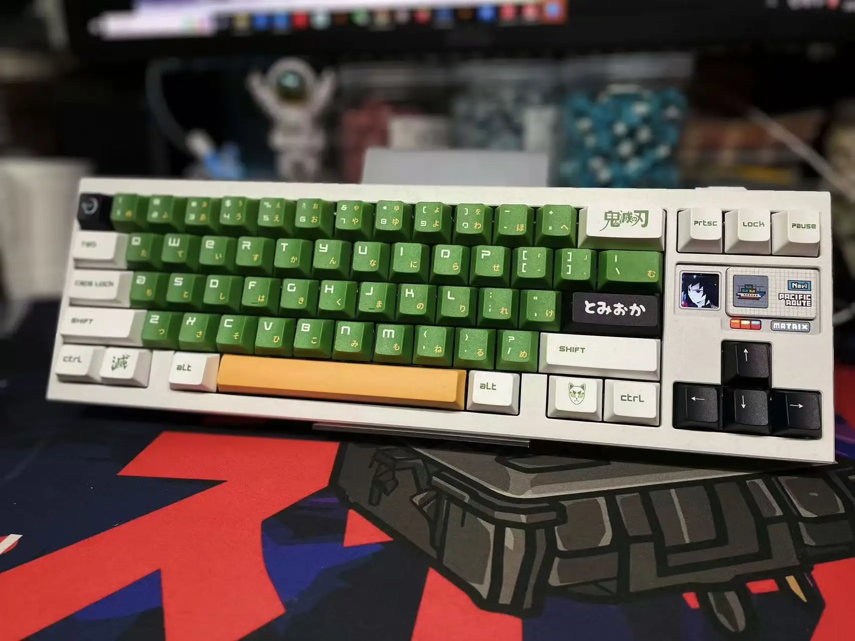 

128-клавишные колпачки для ключей Demon Slayer Tomioka Giyuu, аниме-игра Chreey PBT, изготовленные на заказ колпачки для механической клавиатуры 68 Mad68 Wooting 60, механическая клавиатура