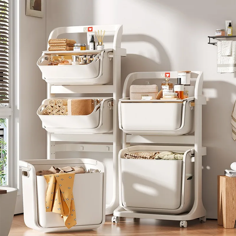 For Dirty Laundry Storage Basket, Portable Wheeled Cart for Home Use, Bedroom, Bathroom Change of Clothes