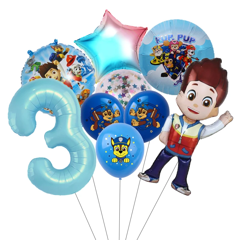 9pcs Cartoon Paw Patrol Themed Party Decoration Supplies Rescue Dog Aluminum Foil Balloon Birthday Gift - view 3