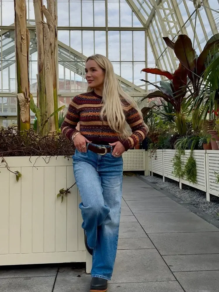 เสื้อคาร์ดิแกนถักลายทาง คอกลม แขนยาว ทรงหลวม ติดกระดุมแถวเดียว สไตล์ลำลอง สำหรับผู้หญิง ใส่ได้ทุกวัน