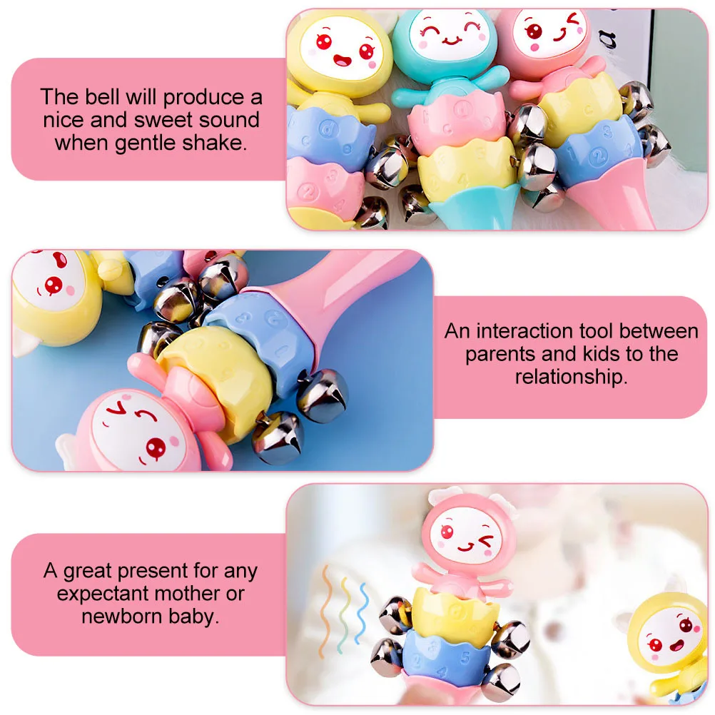 Educatieve Baby Tafelbel Cartoon Schudden Muziekbel Handgreep Ontwikkel Coördinatie Ouder Kind Interactie Cartoon Rammelaar