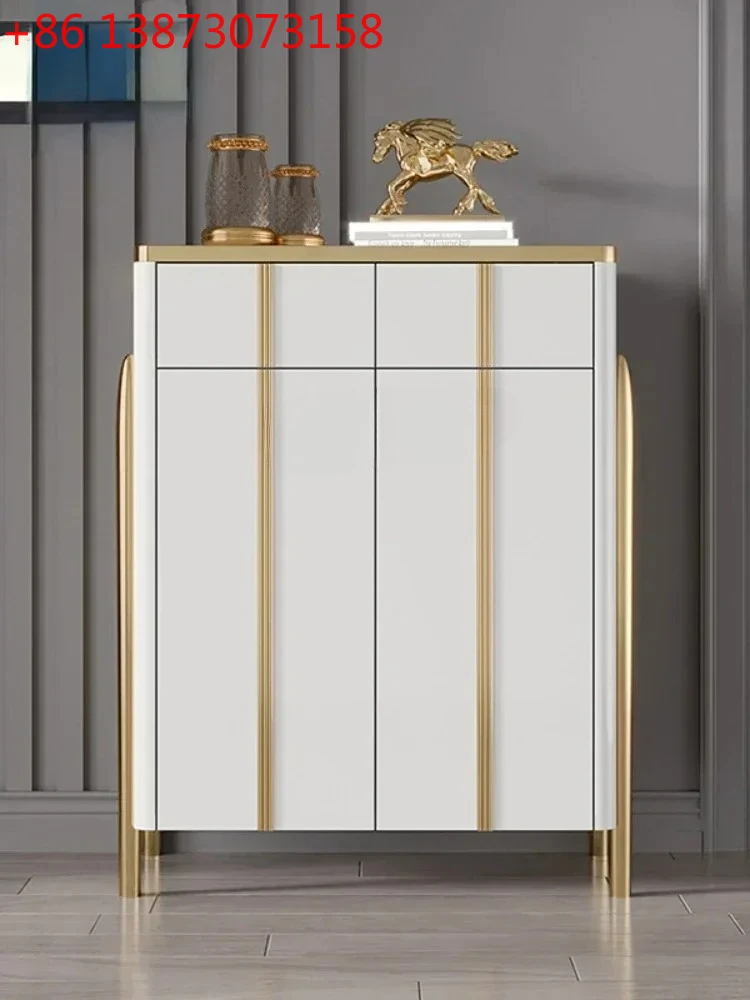 

Light Luxury Home Shoe Cabinet Large Capacity Modern Minimalist Door Entrance Cabinet Nordic Paint Solid Wood Whit