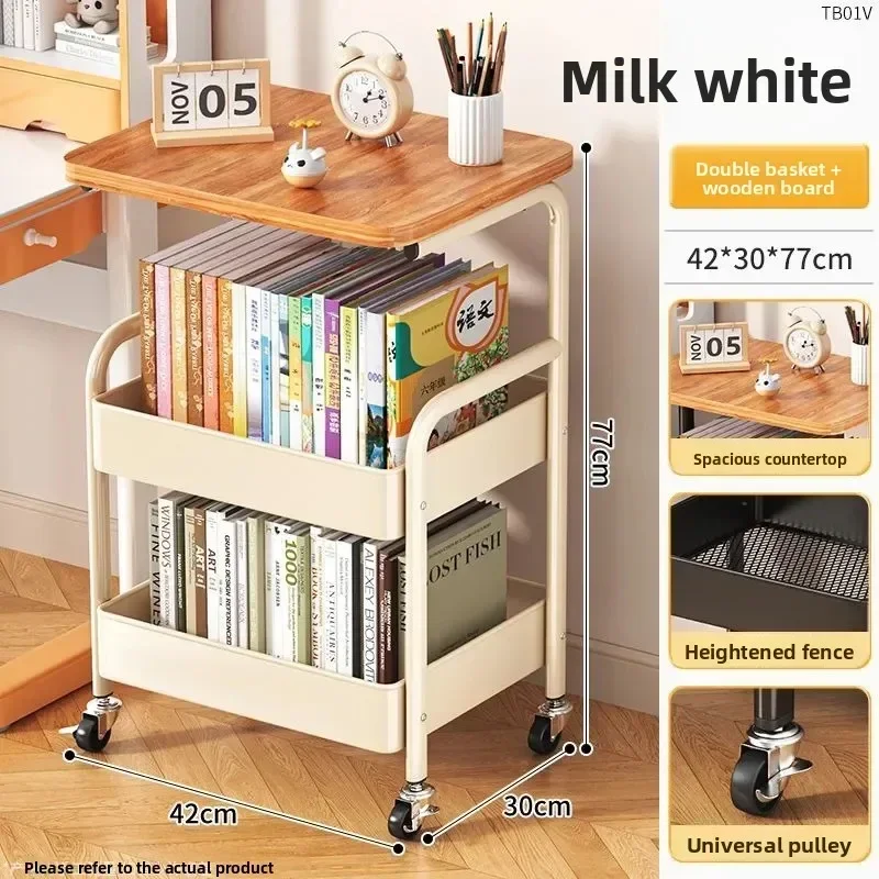 Strictly selected folding movable trolley rack bedroom snack storage with wheels sofa side few bedside bedside table image 6