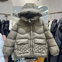 New Fashion Hooded Parka Outerwear Korean Women's Winter Short Thicke Warm Bread Down Jacket Female White Duck Down Coat Black