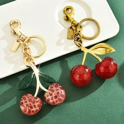 New Fashion Delicious Red Cherry Keychain Summer Fruits Cherries Pendant Keyring For Women Men Jewelry Bag Accessories Gift 2024
