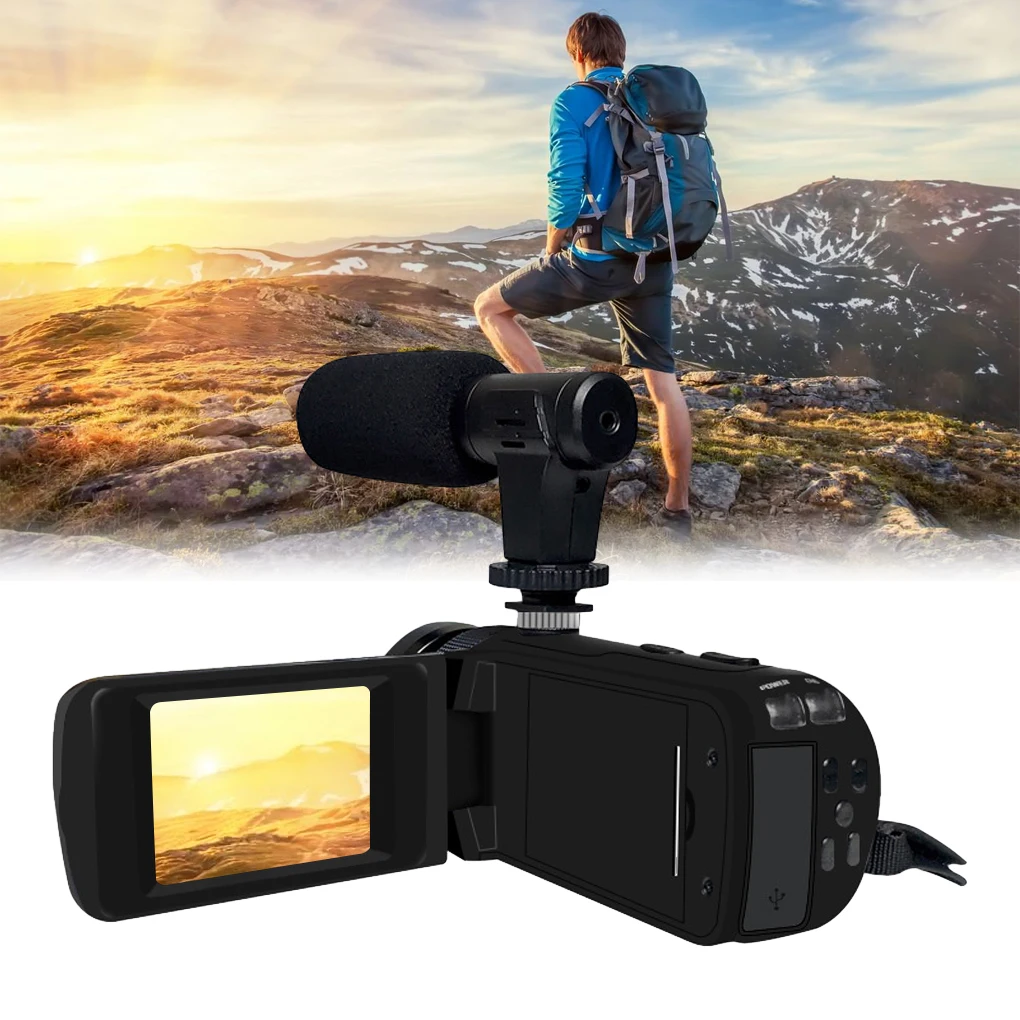 

ABS Waterproof And Rugged Vlog Camcorder With Long Battery Life Camcorder 1600 Pixels Camera Easy Black UK Plug