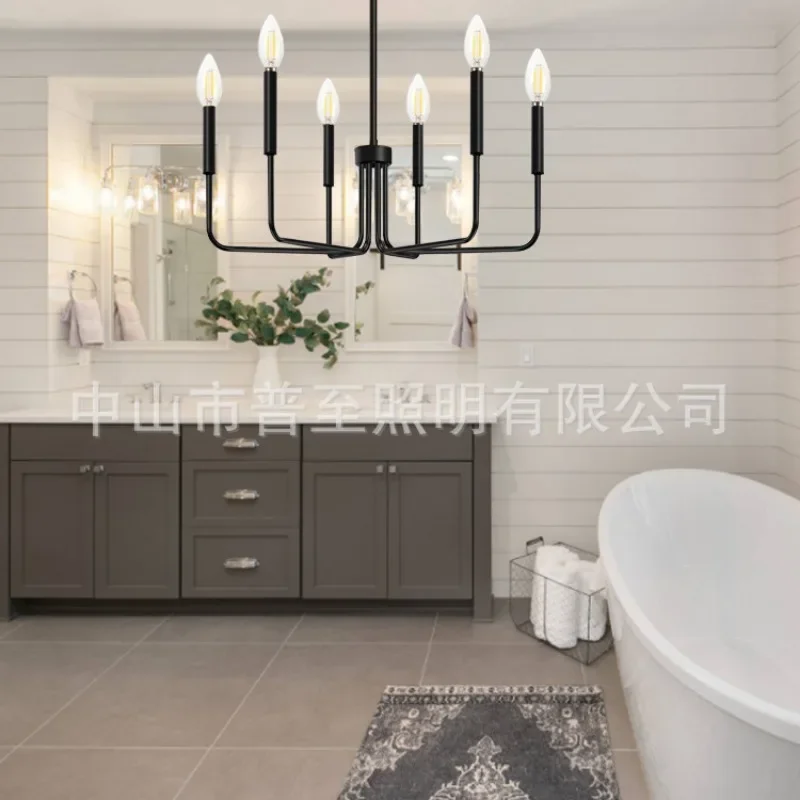 Retro Loft Candle Iron Chandelier - AC110-260V Pendant Light for Living Room & Dining Room