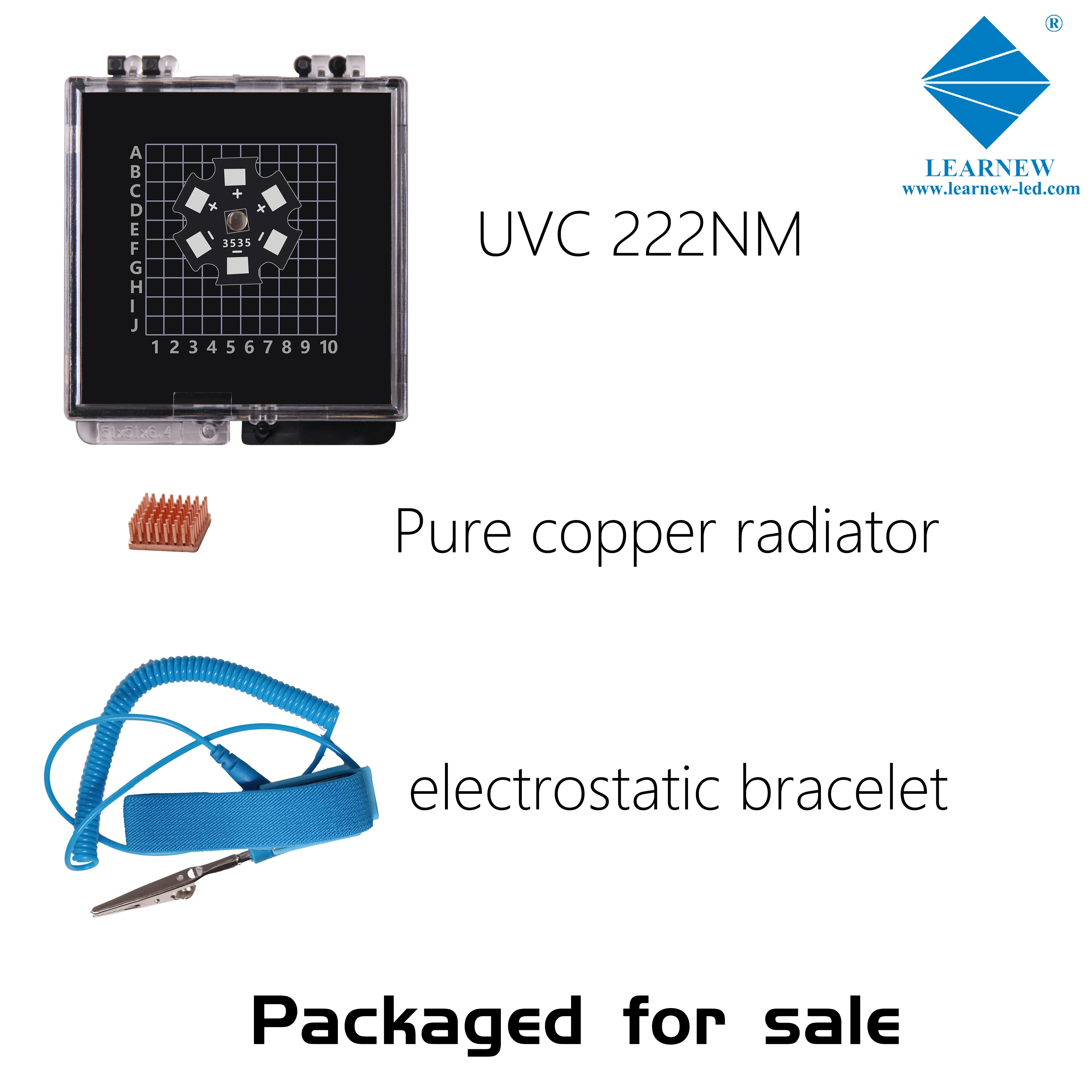 Learnew Free Samples 222Nm 235nm Far Uv Germicidal Lamp Chip Ultraviolet High Power 1W 4040 Led Uvc 222Nm chip 1w