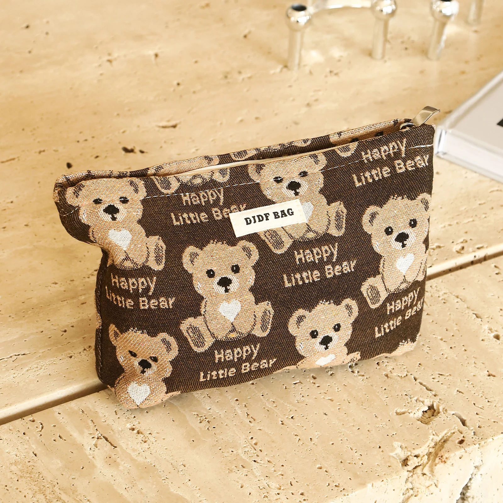 Cute Bear borsa per cosmetici femminile borsa per rossetto cosmetico di grande capacità borsa da toilette da viaggio portatile pochette per pendolari