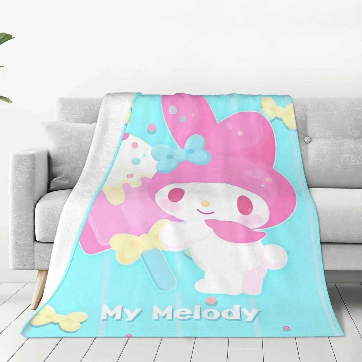 Warm Blanket Travel Cartoon Sanrio My Melody Bedding Throws Flannel Bedspread For Couch ChairFluffy Sofa Bed Cover