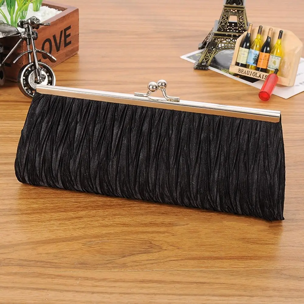 Exquisite Multicolor Pleated Clutch Purse Cloth with Chain Dinner Bag Shoulder Bag Messenger Bag Evening Party Purse Ladies