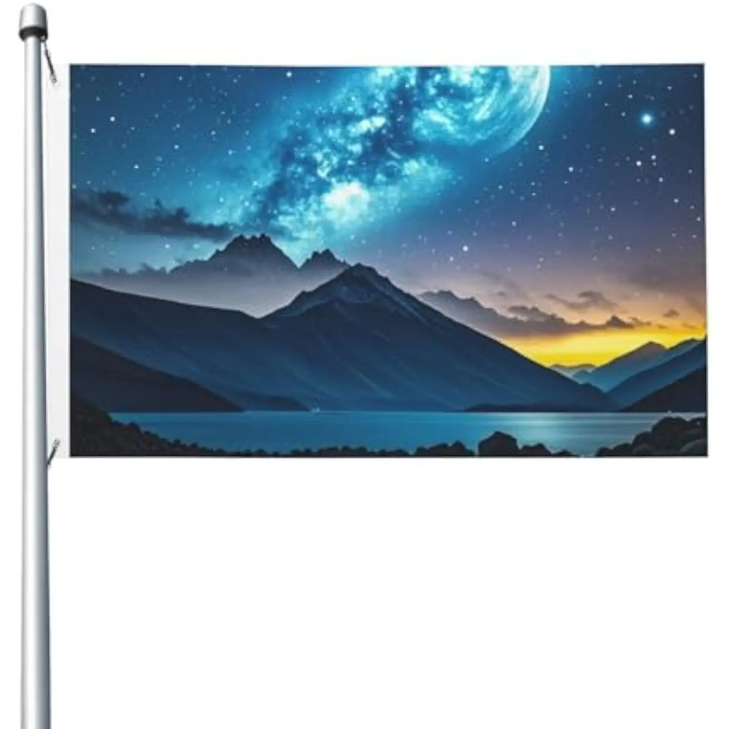 Celestial Night Sky Planet Landscape Flag Durable Weatherproof Outdoor Garden Yard Banner