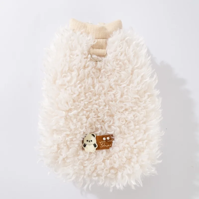 

2025 Winter Puppy Coat Lamb Fleece Harness Vest Warm Sherpa Dog Jacket DRing Leash Soft Cozy Clothes for Small Medium Large Dogs